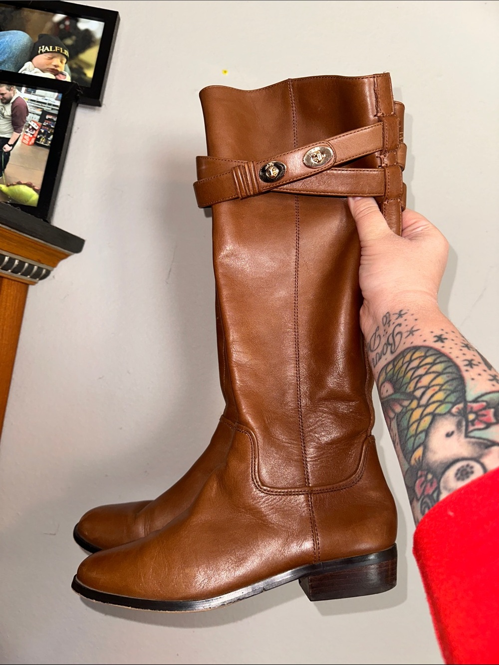 Coach Brown Leather Knee-High Riding Boots